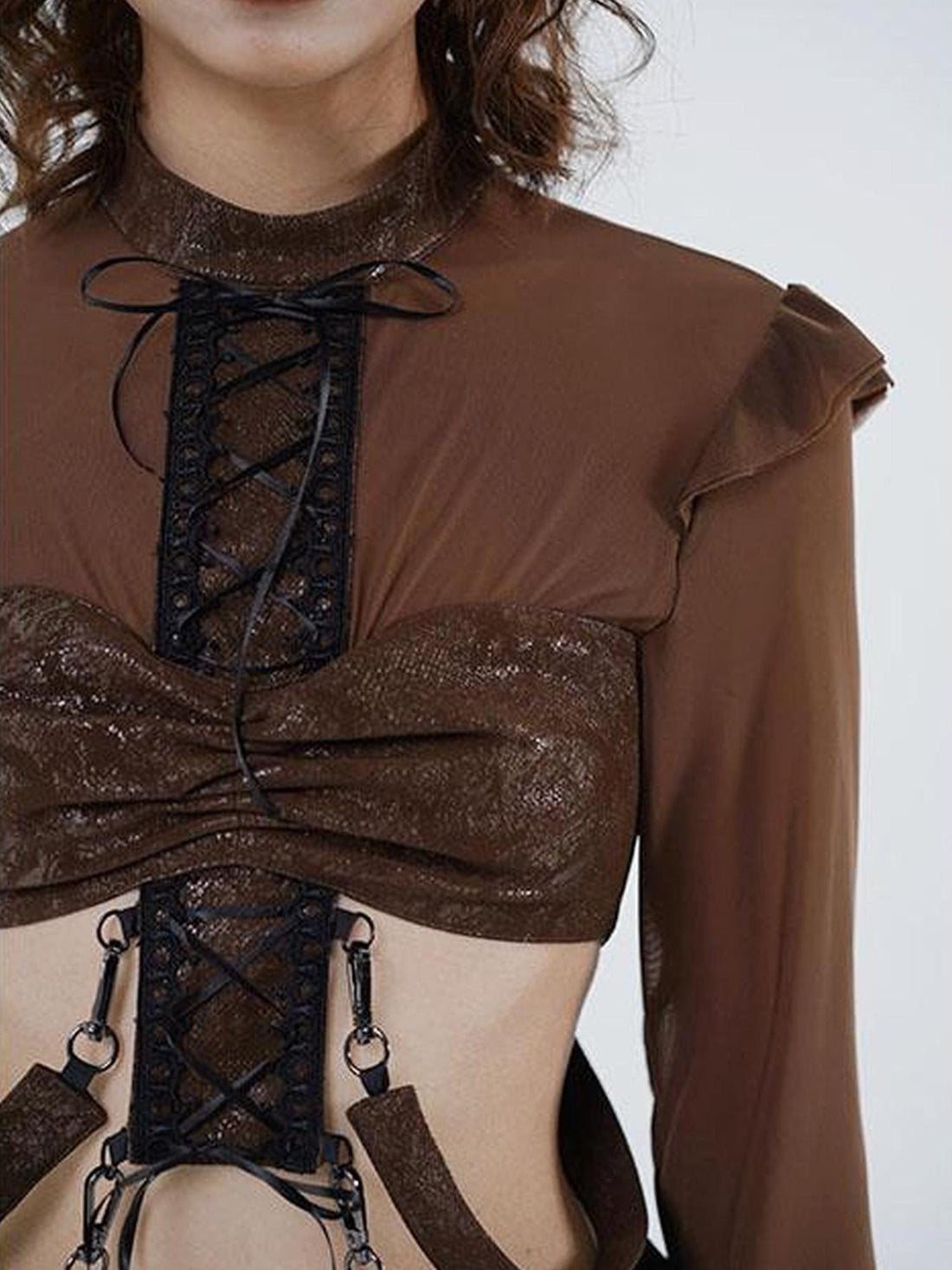 WSW WUSHENWU Bone Mist Coffee Autumn Streetwear Top