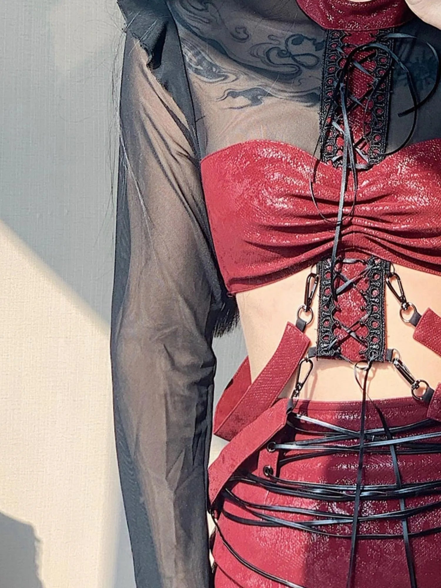 Red Black Y2K Top Tee