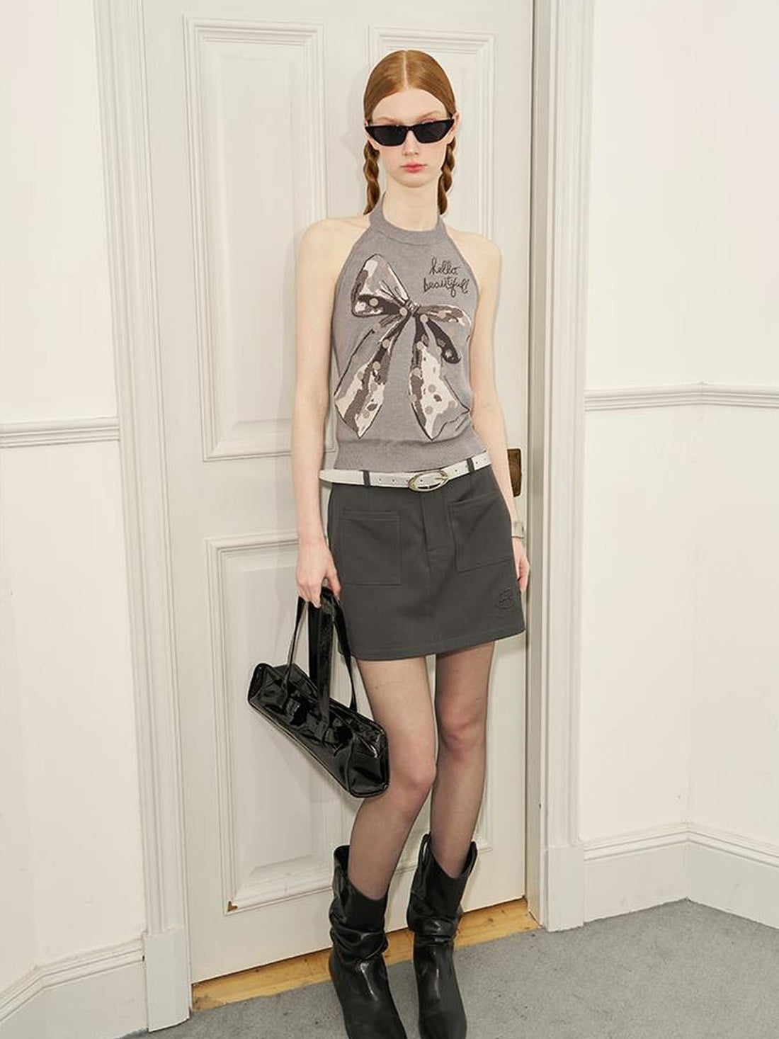 DIDDI MODA Bow Dot Letter Sleeveless Layered Vest Top