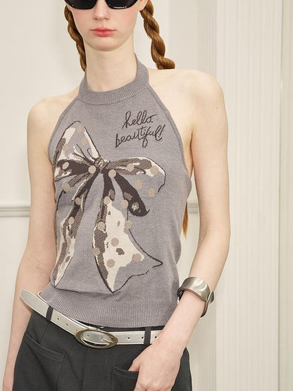 DIDDI MODA Bow Dot Letter Sleeveless Layered Vest Top