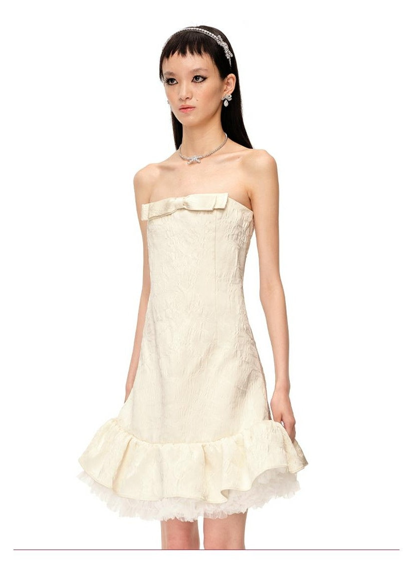 Bow Tie Strapless Cake Dress Gown