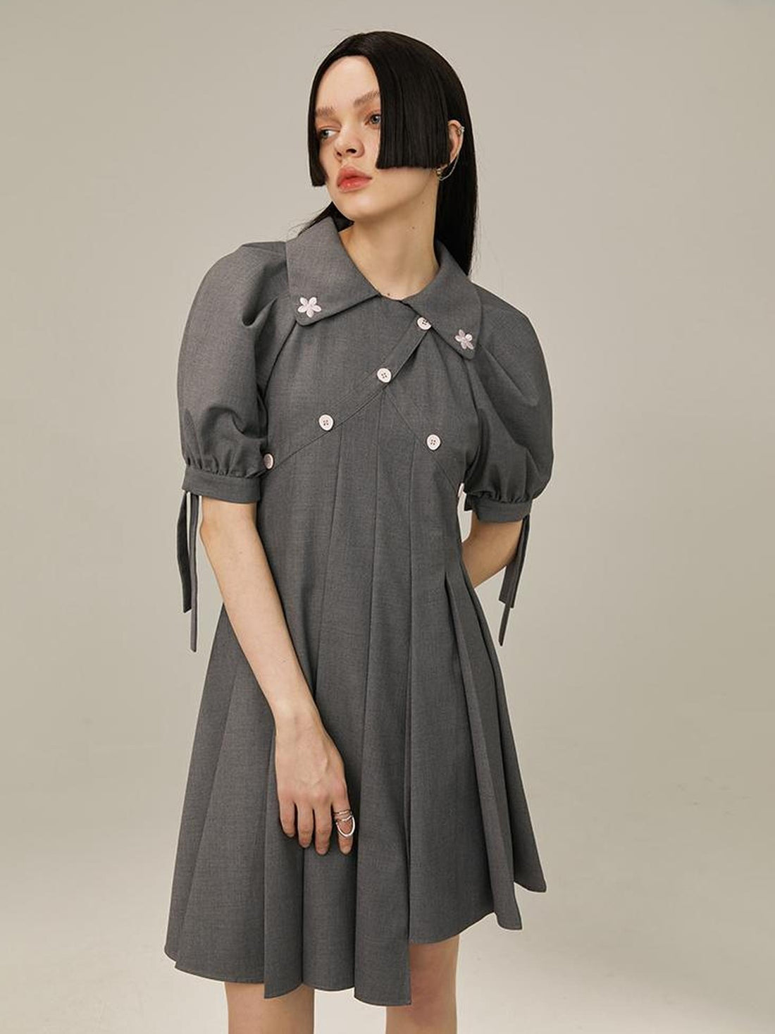 DIDDI MODA Box Sleeve Pleated Asym Skirt