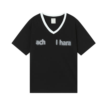 Achihara V-Neck Relaxed Tee With Melting Ice Design