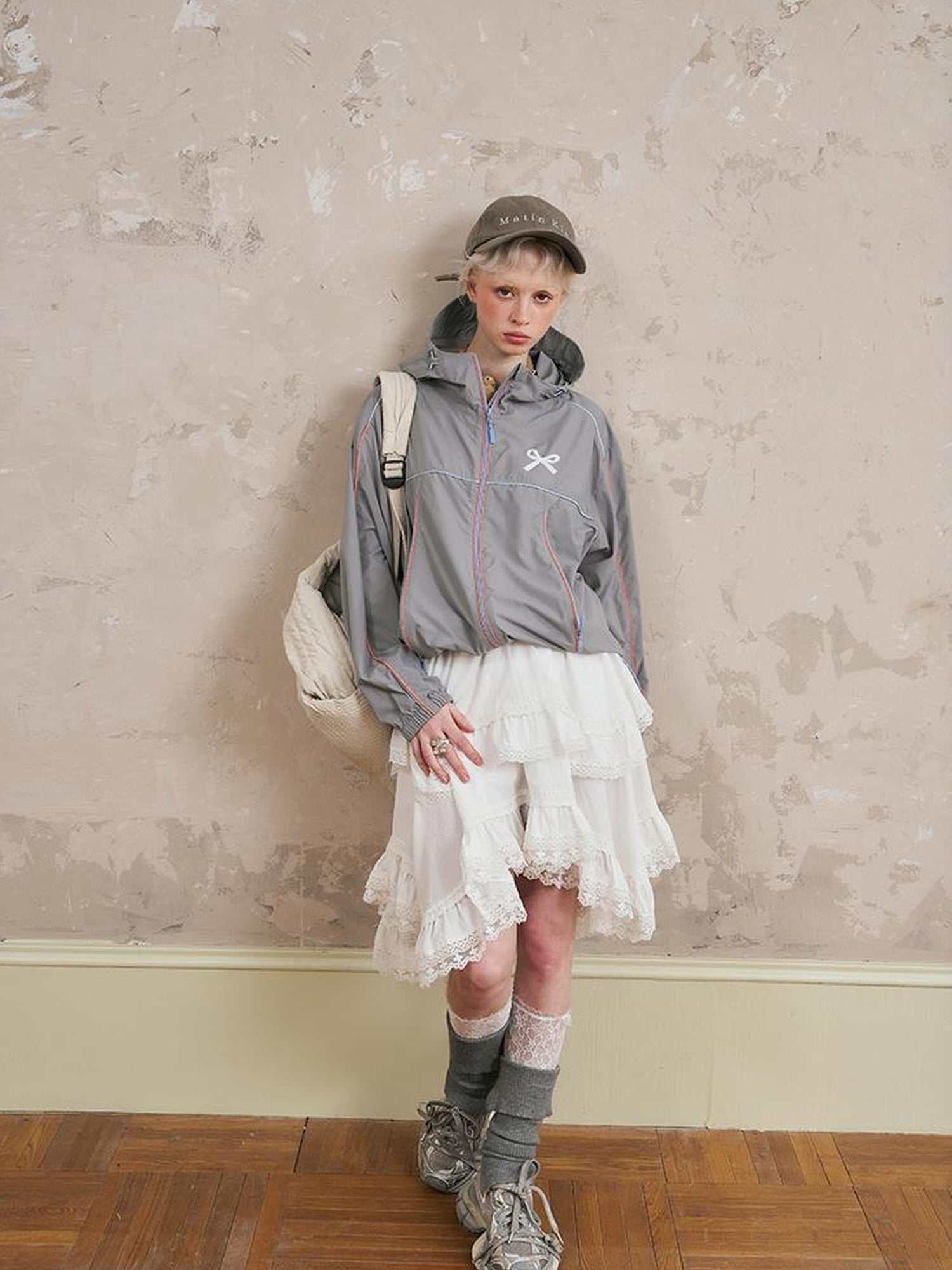 DIDDI MODA Breathable UV Proof Colorblock Hooded Jacket With Bow