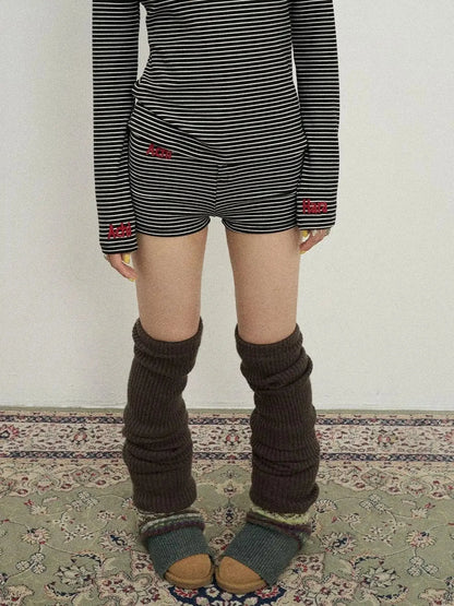 Breton Raspberry Elastic Waist Striped Shorts