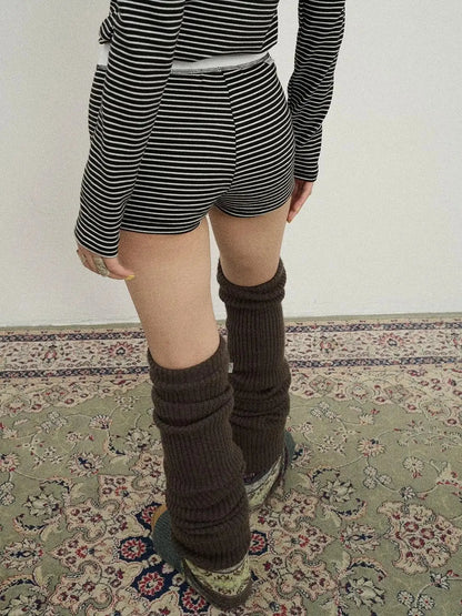Breton Raspberry Elastic Waist Striped Shorts