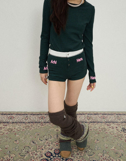 Achihara Breton Raspberry Slim Fit Long Sleeve Tee