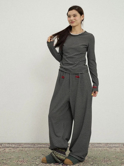 Breton Raspberry Slim Fit Long Sleeve Tee
