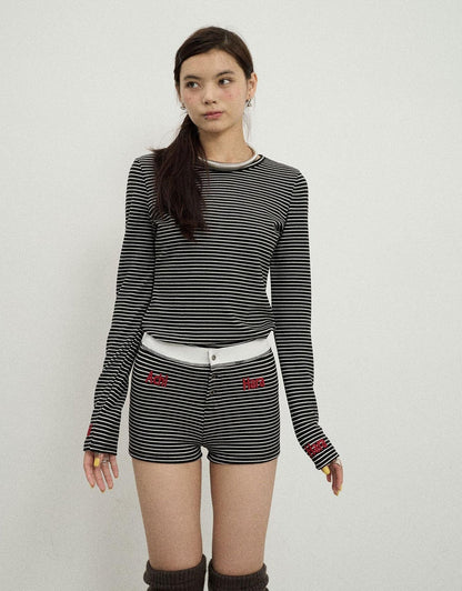 Achihara Breton Raspberry Slim Fit Long Sleeve Tee