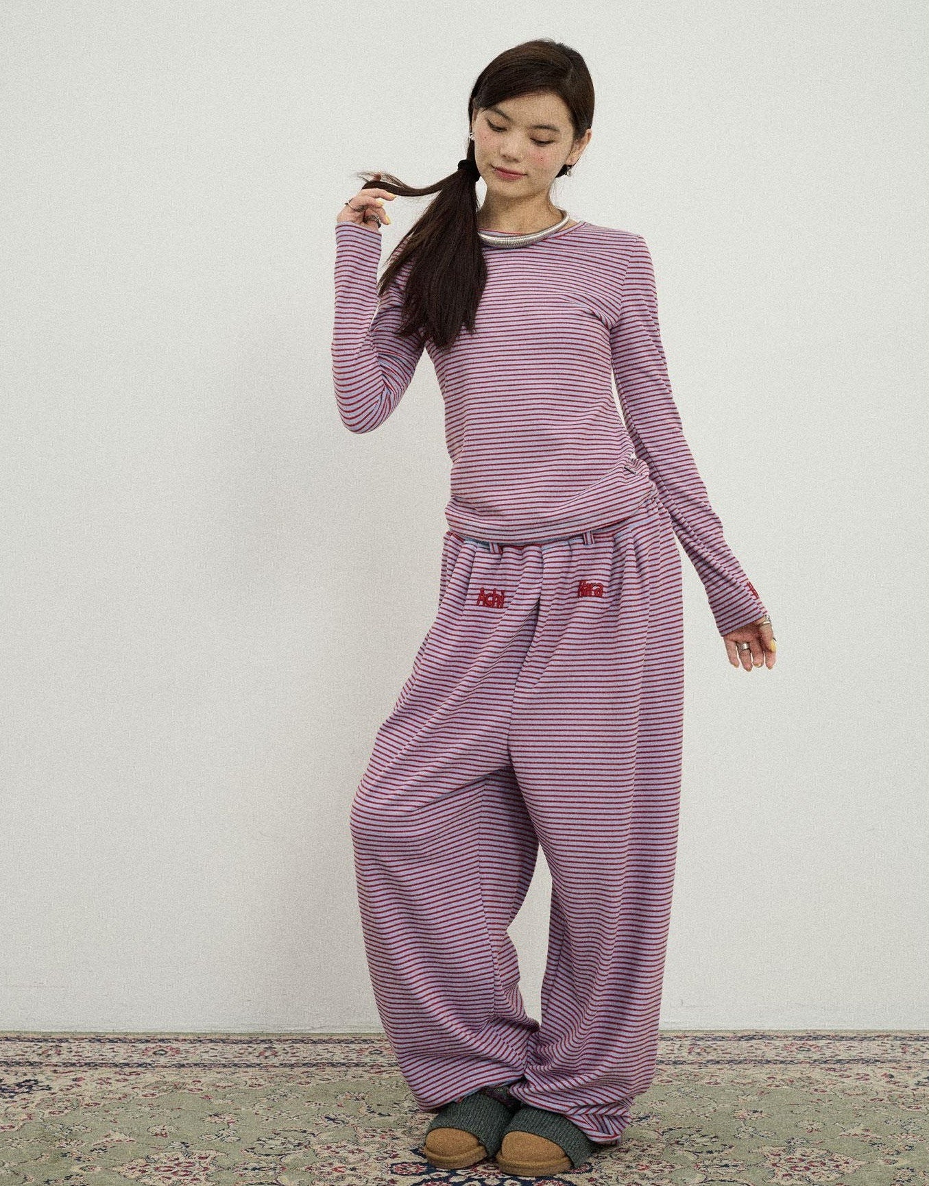 Achihara Breton Raspberry Slim Fit Long Sleeve Tee