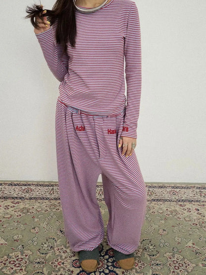 Breton Raspberry Slim Fit Long Sleeve Tee