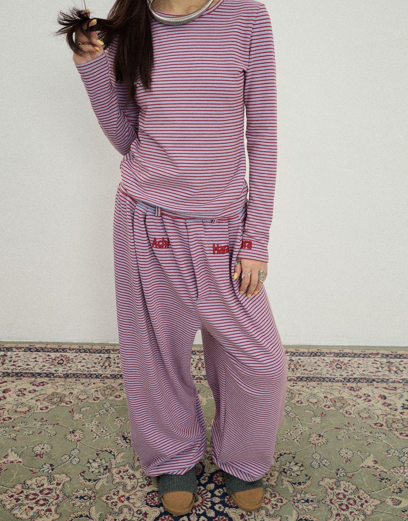 Achihara Breton Raspberry Slim Fit Long Sleeve Tee