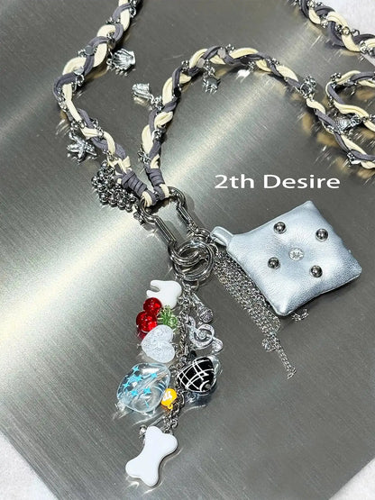 Handmade Punk Chunky Knit Layered Statement Necklace