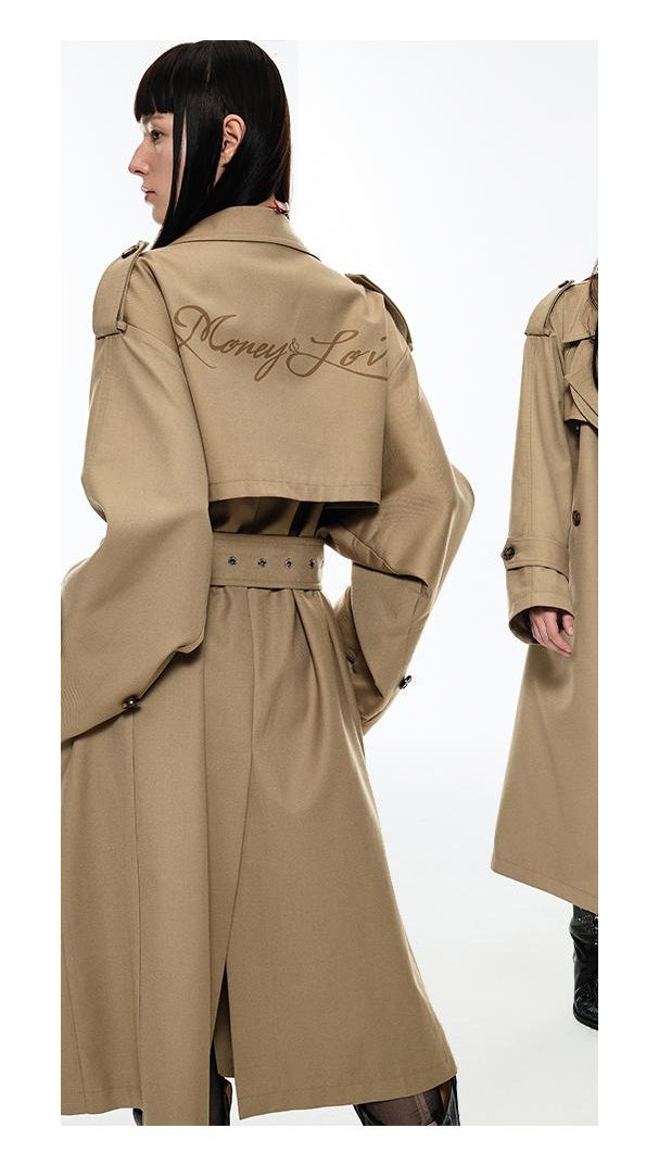 British-Style Double-Breasted Trench Coat With Belt, Mid-Lengthwindbreakers