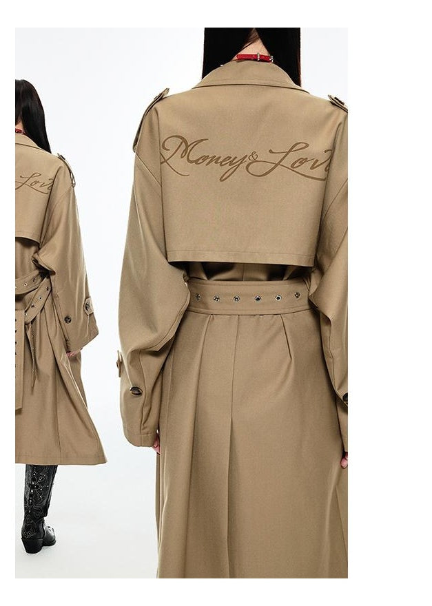 British-Style Double-Breasted Trench Coat With Belt, Mid-Lengthwindbreakers