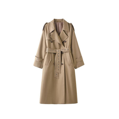 British-Style Double-Breasted Trench Coat With Belt, Mid-Lengthwindbreakers