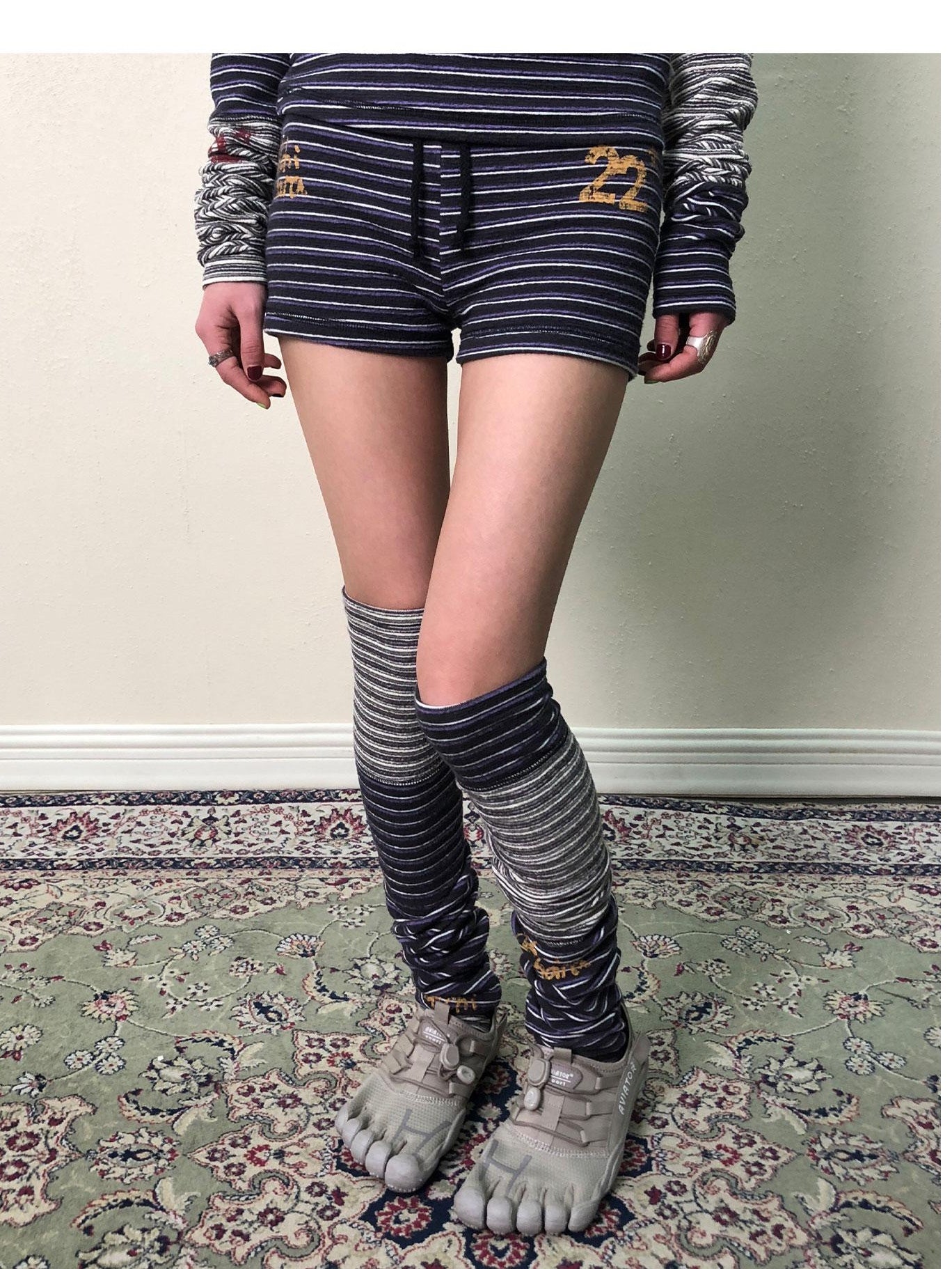 Brittany Star Patch Striped Leg Warmers