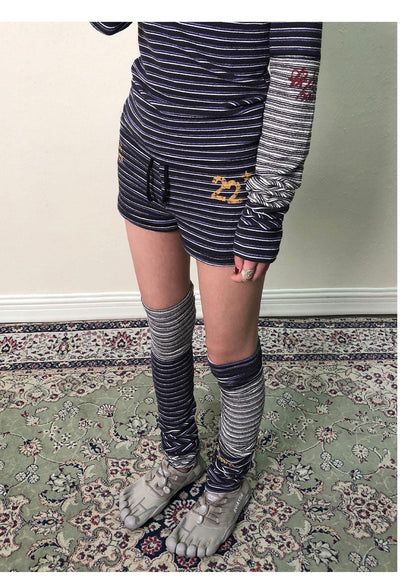 Brittany Star Patch Striped Leg Warmers