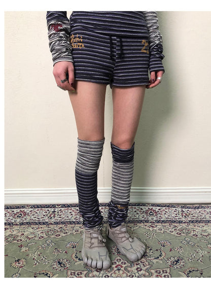 Brittany Star Patch Striped Leg Warmers