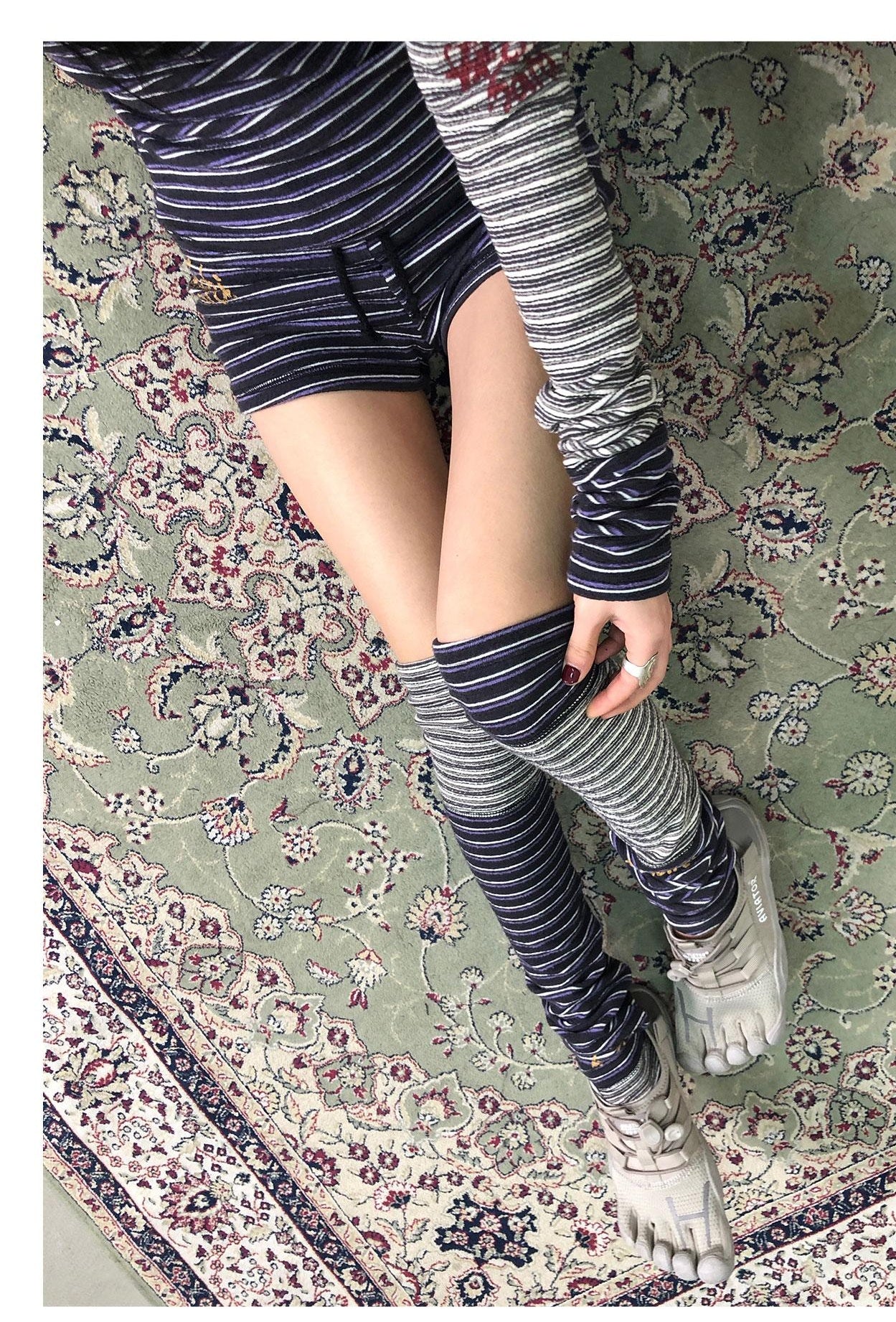 Brittany Star Patch Striped Leg Warmers