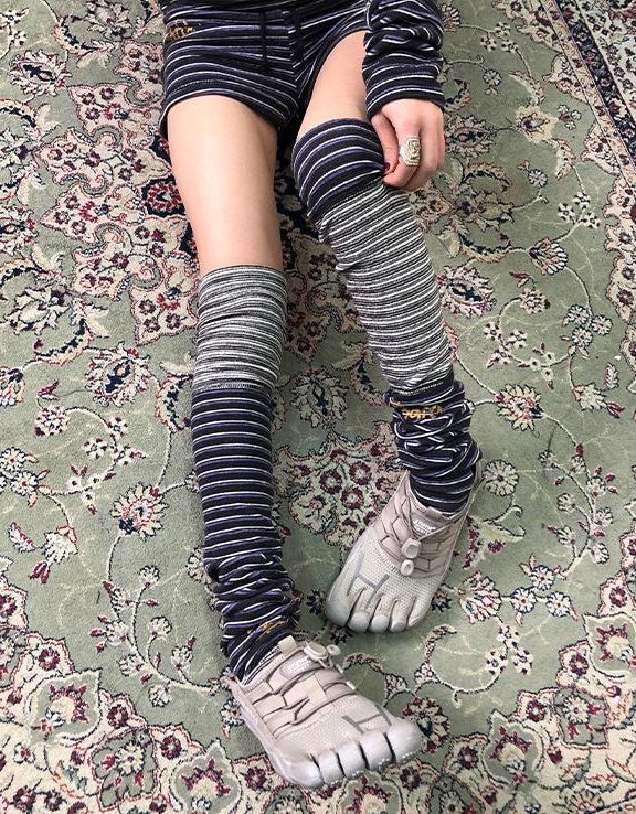 Brittany Star Patch Striped Leg Warmers