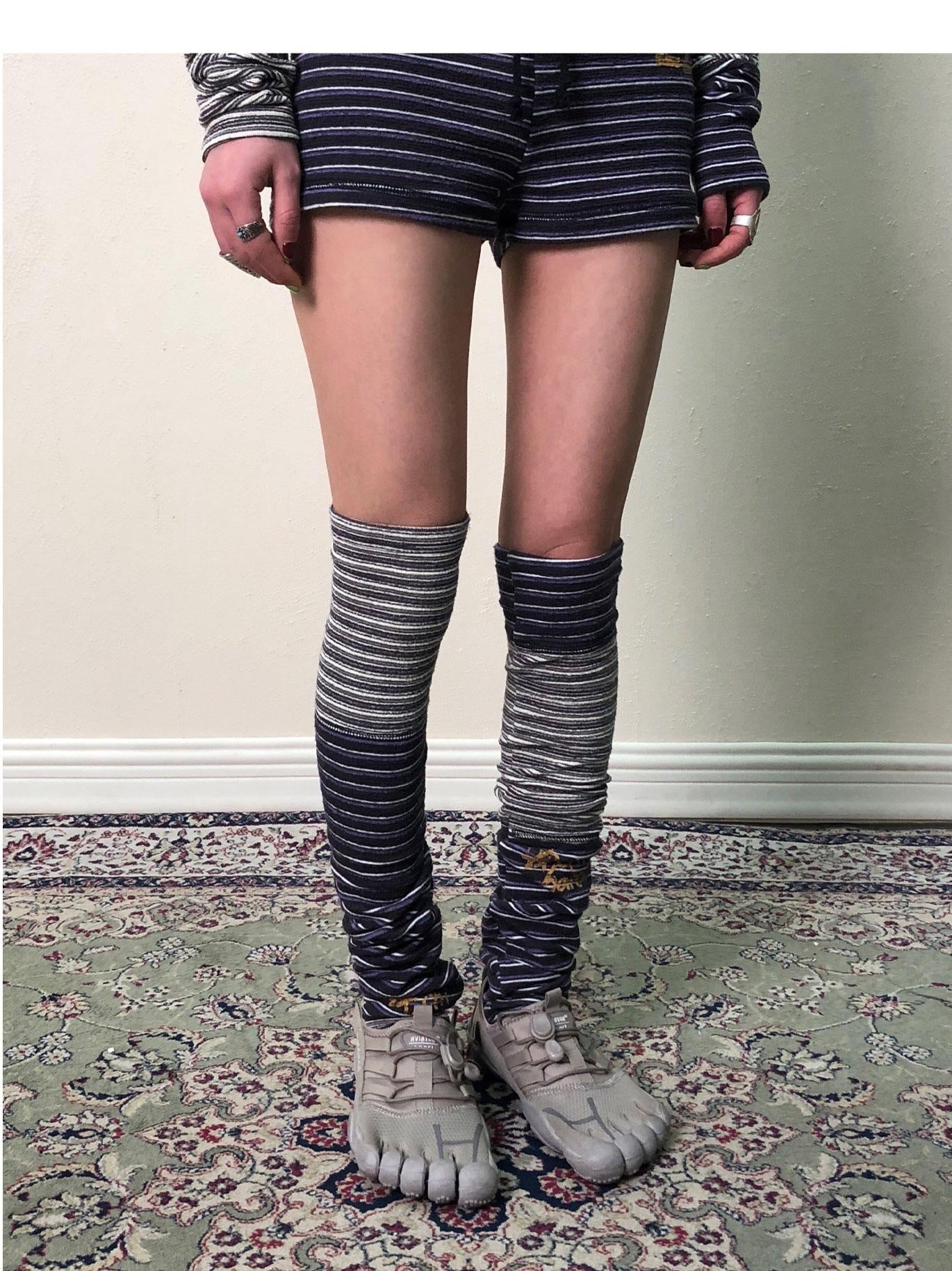 Brittany Star Patch Striped Leg Warmers