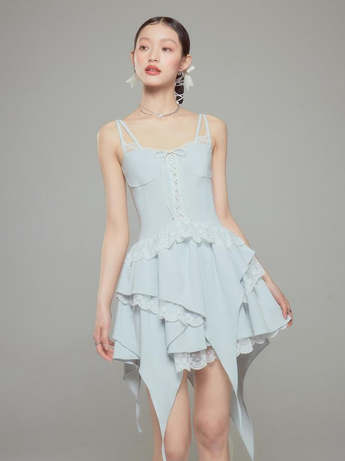 DIDDI MODA Broken Lace Ballet Slip Dress Knit Crop Bolero