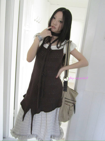 Updateang project Asymmetrical Hem Knit Camisole with Scarf