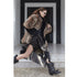 2th Desire Vintage Chunky Color Block Faux Fur Winter Coat