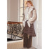 2th Desire Flared Suede Skirt Pants With Plaid Layering