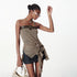 2th Desire Removable Rose Floral Lace Peplum Studded Bustier Top