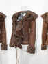 Vintage Faux Fur Coat With Floral Print And Ruffle Collar