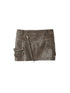 Cest Nous Brown Distressed Asymmetrical Butterfly Leather Mini Skirt