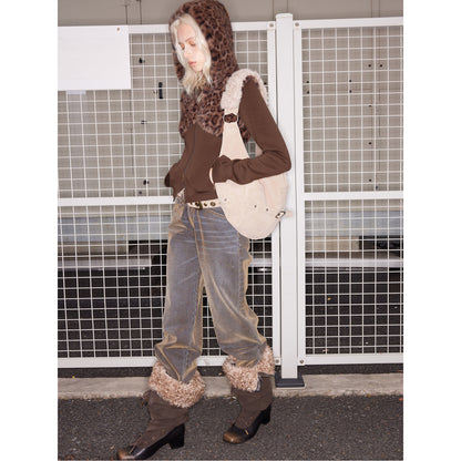 2th Desire Detachable Faux Fur Collar Stacked Ballet Boots
