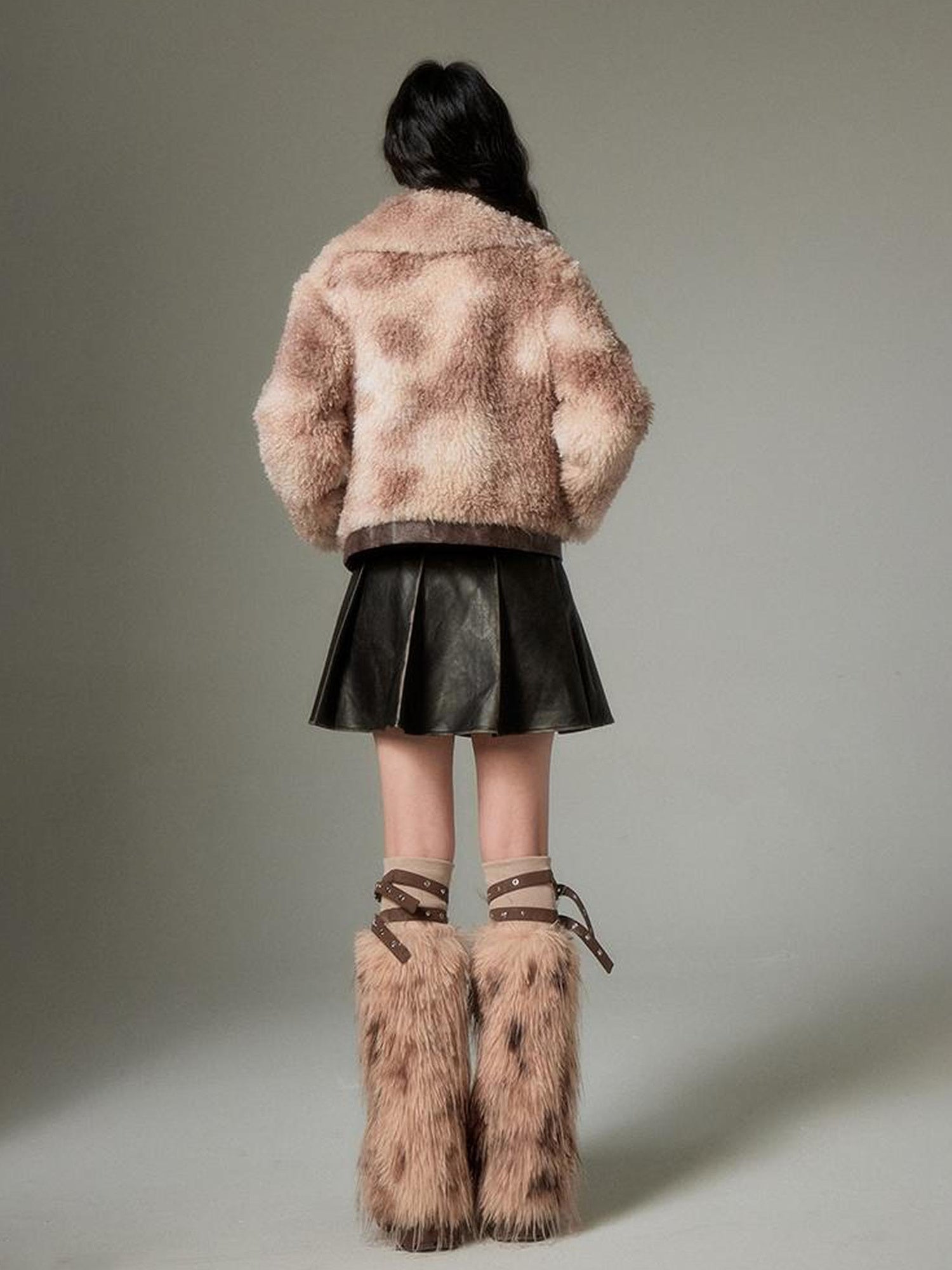 DIDDI MODA Brown Ombre Curly Lambswool Coat