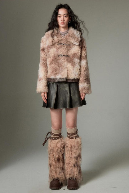 DIDDI MODA Brown Ombre Curly Lambswool Coat