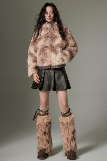 DIDDI MODA Brown Ombre Curly Lambswool Coat