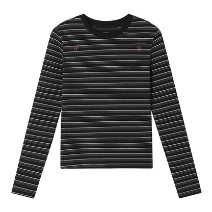 Achihara Breton Stripe Long Sleeve Tee With Crab Eater Seal Embroidery