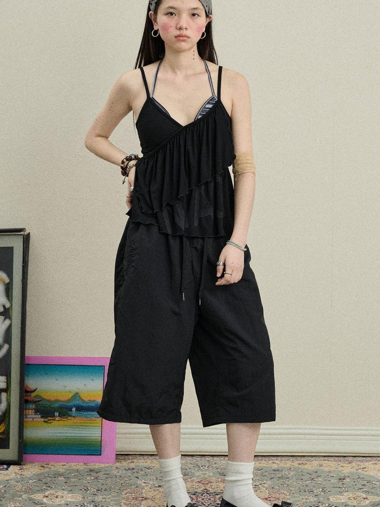 Achihara Bubble Cone Casual Pants In Nylon Fabric