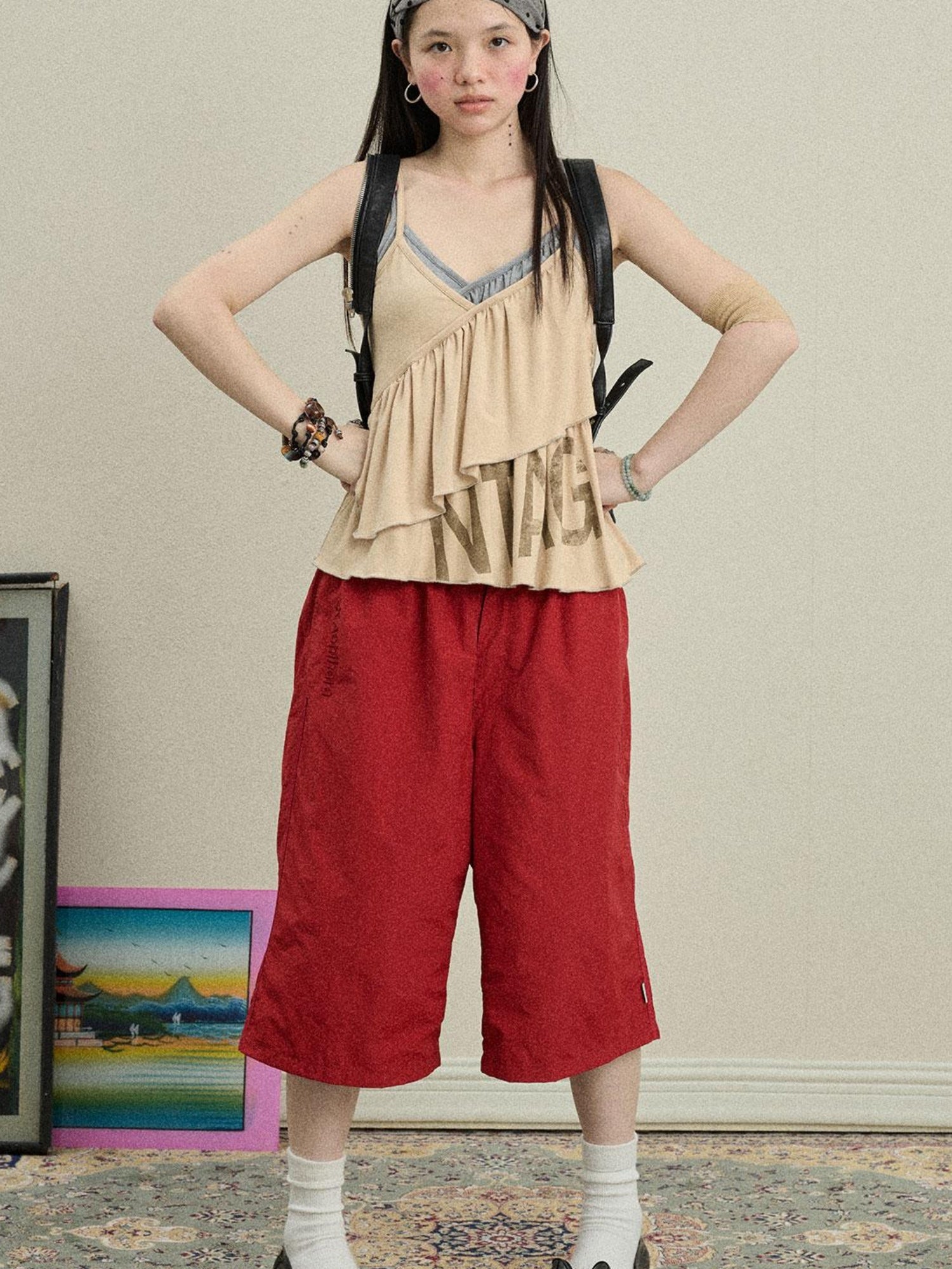 Achihara Bubble Cone Casual Pants In Nylon Fabric