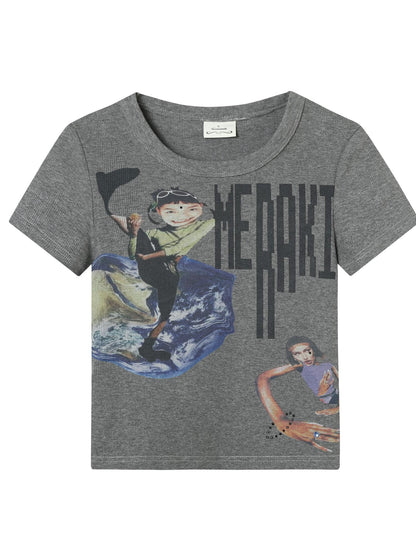Achihara Cyber Punk Meraki Tee V-neck T-shirt Long-Sleeve