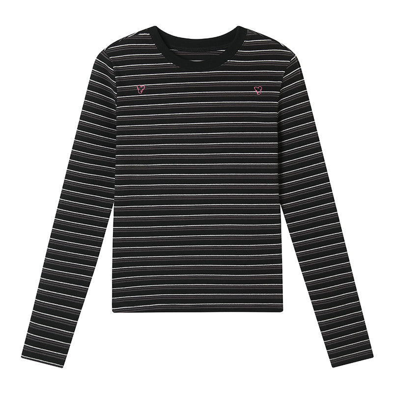 Achihara Breton Stripe Long Sleeve Tee With Crab Eater Seal Embroidery