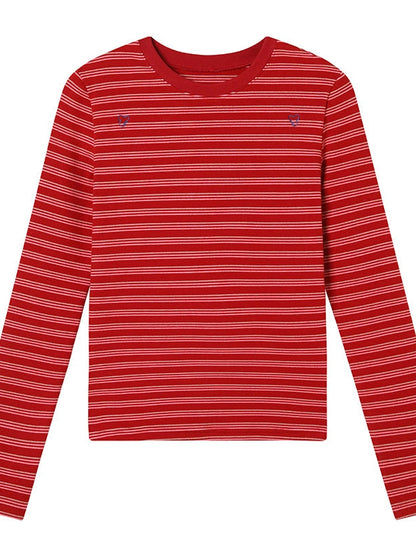 Breton Stripe Long Sleeve Tee With Crab Eater Seal Embroidery