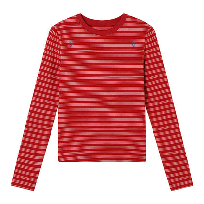 Achihara Breton Stripe Long Sleeve Tee With Crab Eater Seal Embroidery
