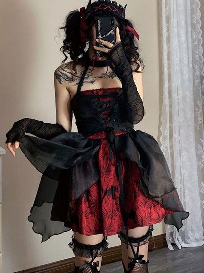 WSW WUSHENWU Butterfly Bloom Tulle Puff Mini Dress