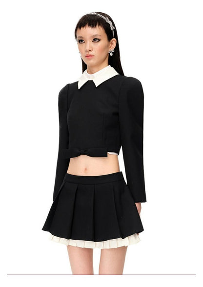 Butterfly Bow Crop Top Long Sleeve Jacket