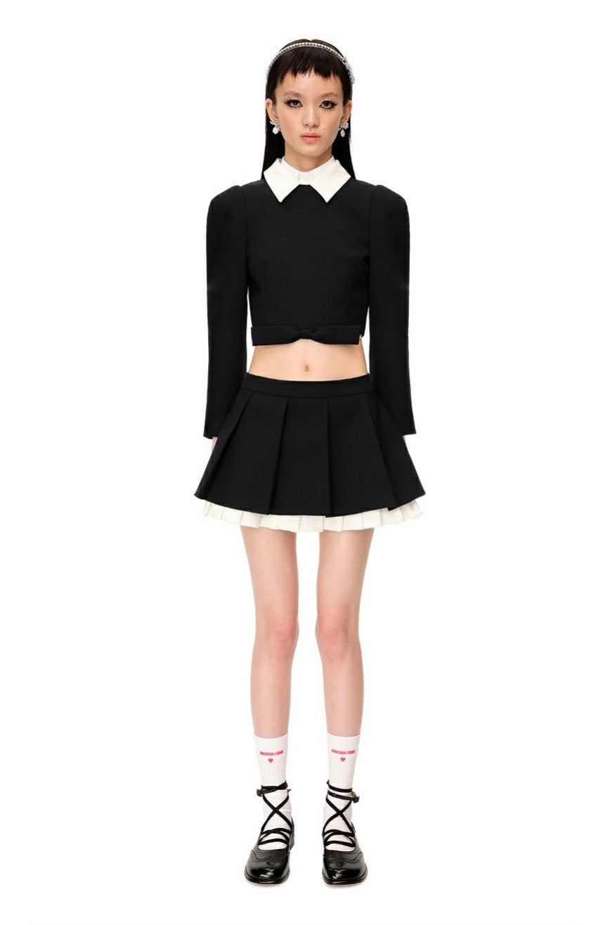 Butterfly Bow Crop Top Long Sleeve Jacket