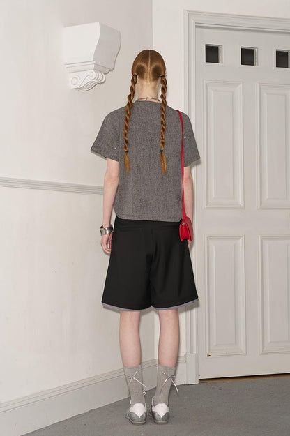 DIDDI MODA Butterfly Bow Crystal Embellished Oversized Tee