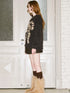 Butterfly Bow Knit Sweater With Faux Fur Trim