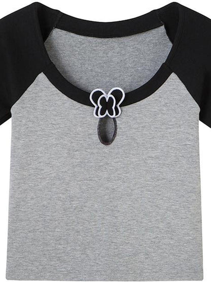DIDDI MODA Butterfly Cutout Crop Top